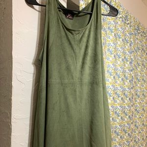 Olive Green Velvet Dress with Pockets